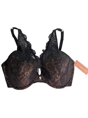 ThirdLove 24/7 Lace Contour Plunge Bra 34F Navy Eyelash Lace NWT Casual Sexy
